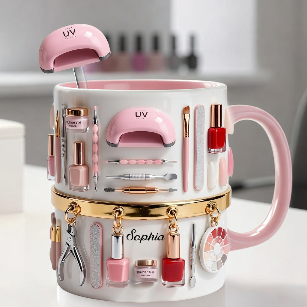 Mug décoratif personnalisé pour salon de manucure avec agitateurs en acrylique