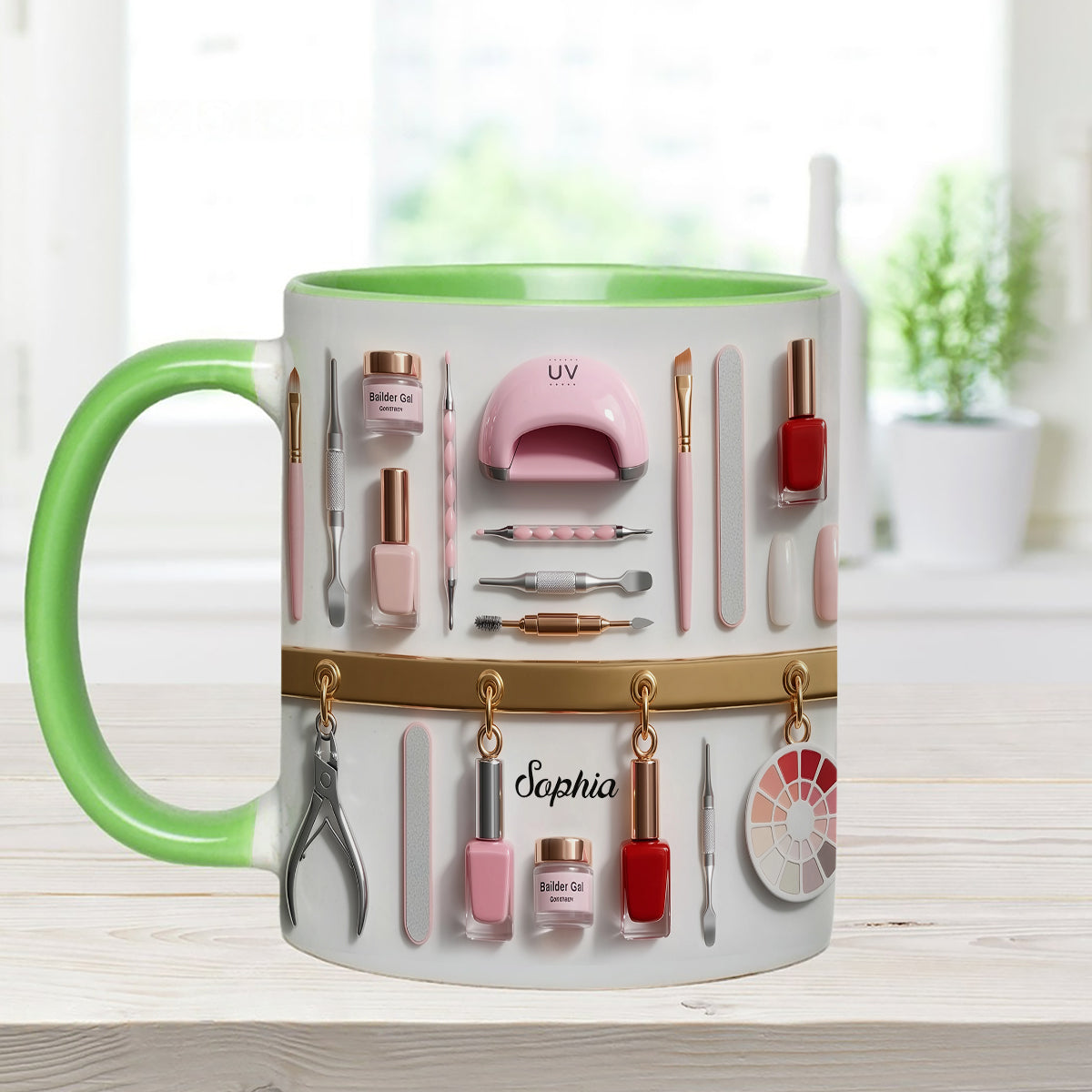 Mug décoratif personnalisé pour salon de manucure avec agitateurs en acrylique