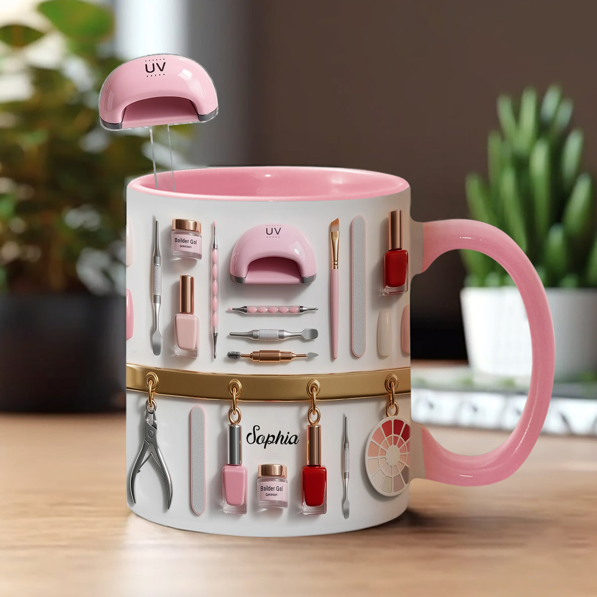 Mug décoratif personnalisé pour salon de manucure avec agitateurs en acrylique