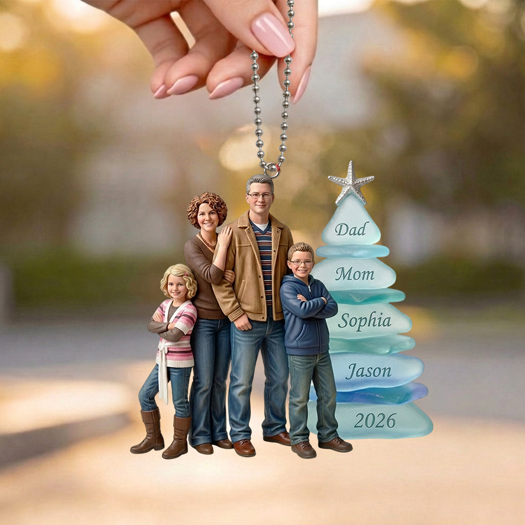 Sea Glass Family - Personalized Family Premium 3D Ornament