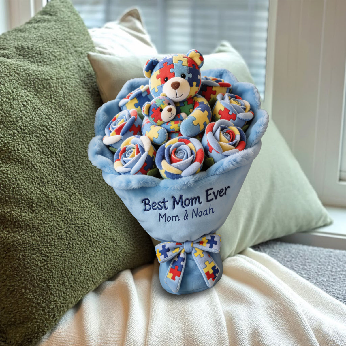 Strong Mama - Personalized Autism Awareness Faux Fur Shaped Pillow