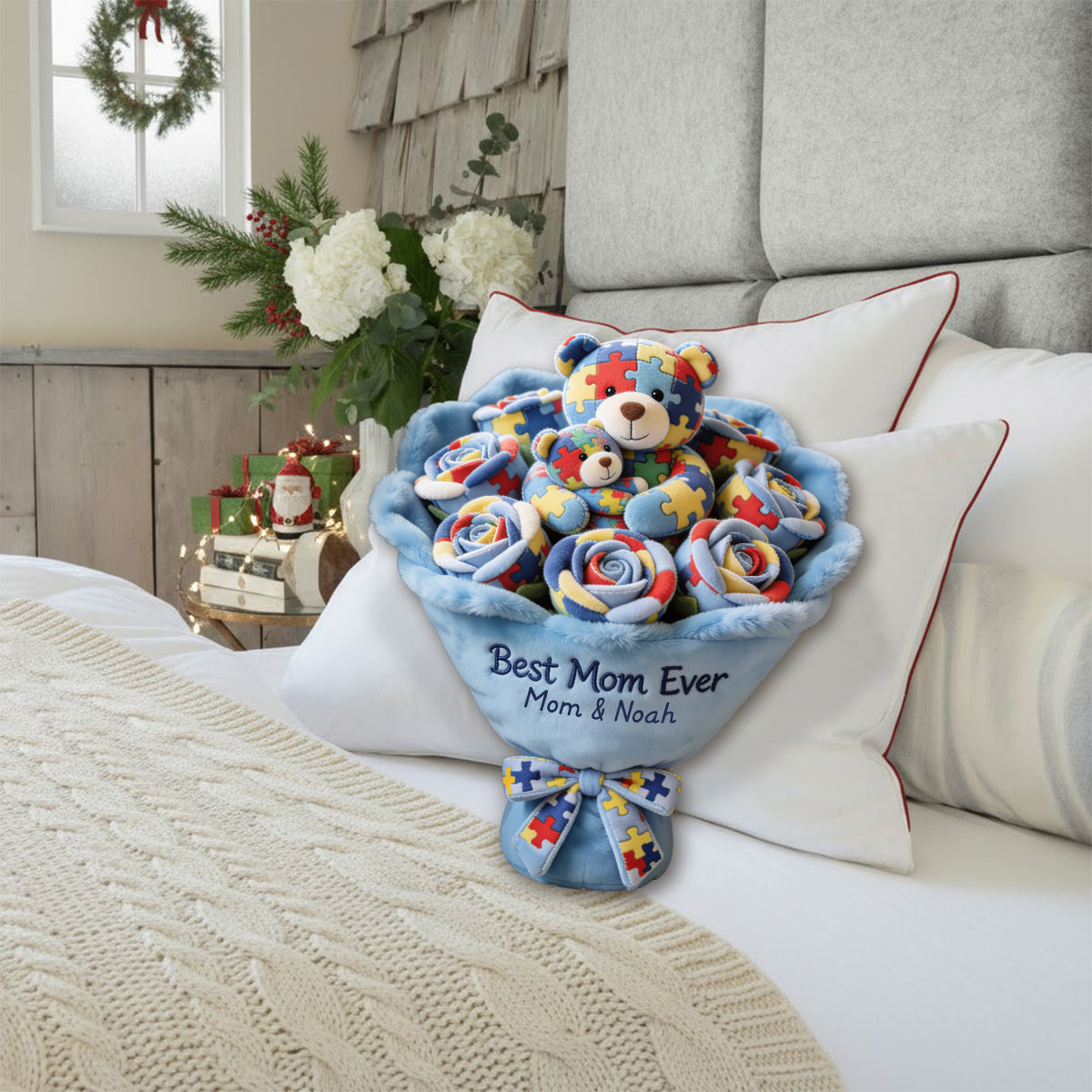 Strong Mama - Personalized Autism Awareness Faux Fur Shaped Pillow