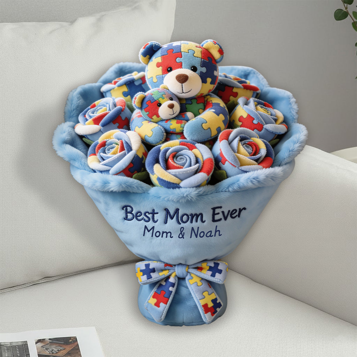 Strong Mama - Personalized Autism Awareness Faux Fur Shaped Pillow