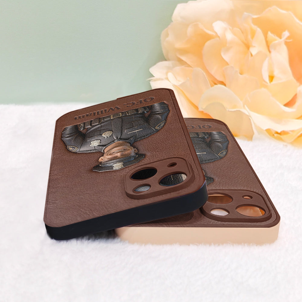 Police Gifts - Personalized Police Officer Leather Phone Case