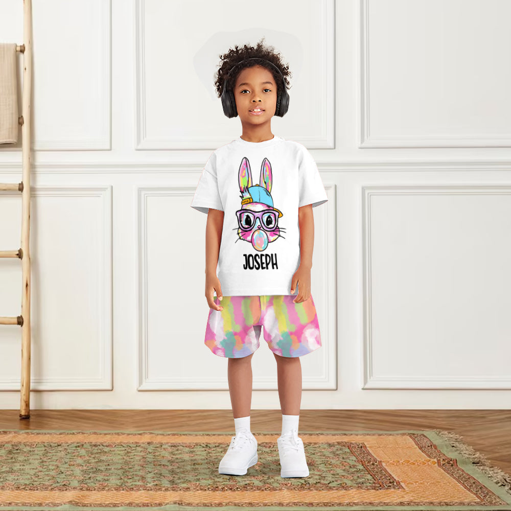 T-shirt et short personnalisés pour enfant, spécial Pâques