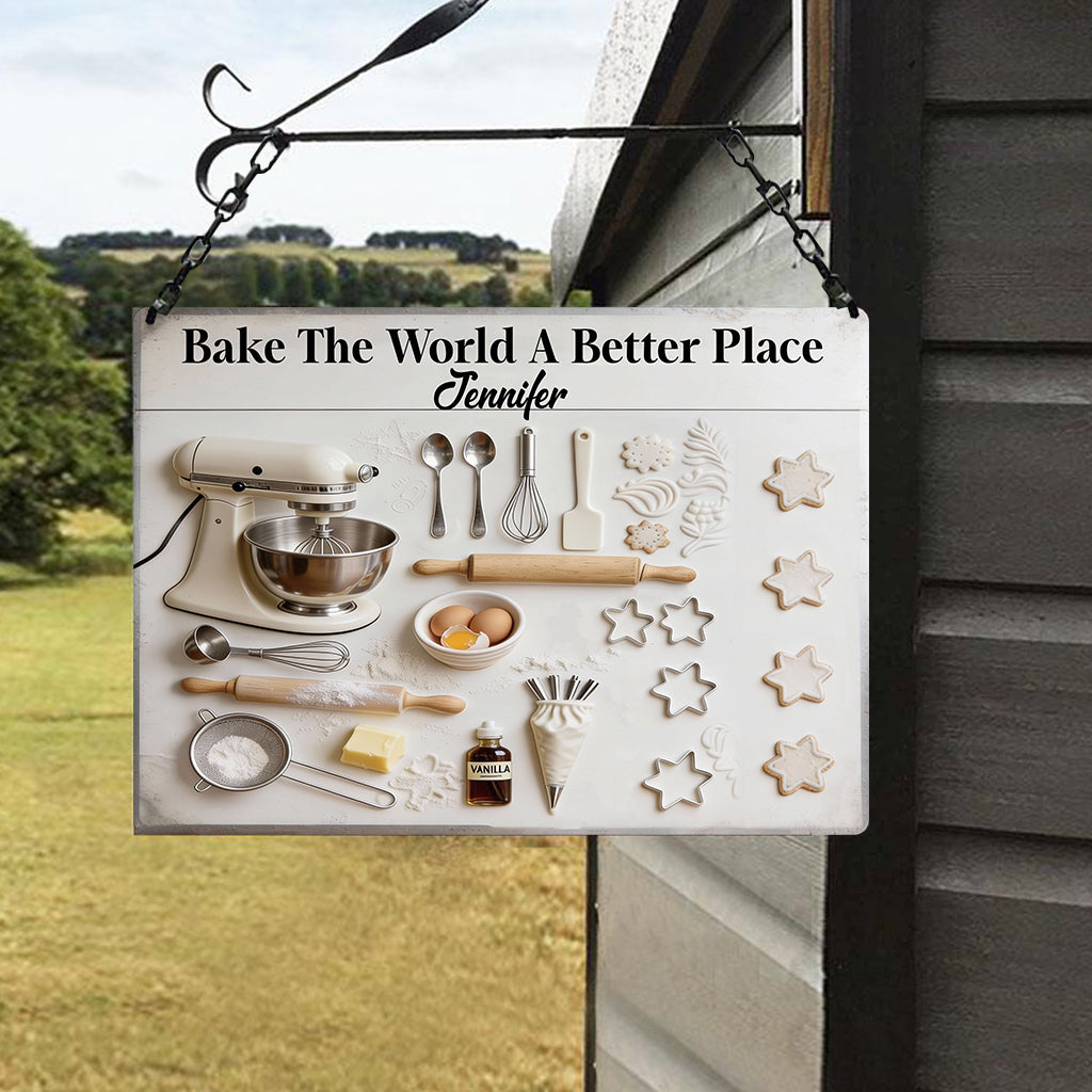 Bake A Better World - Personalized Baking Rectangle Metal Sign