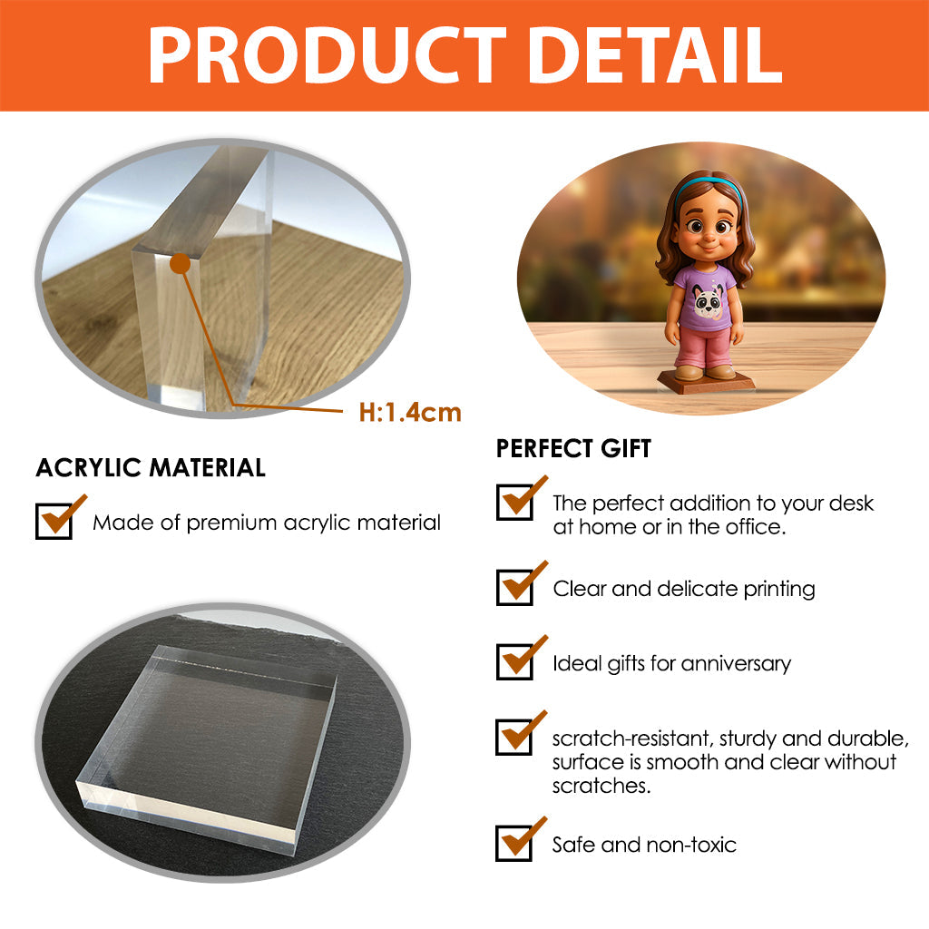 Funny Gift Cartoonish Exaggerated Mascot Style - Personalized Kid Custom Shaped Acrylic Plaque