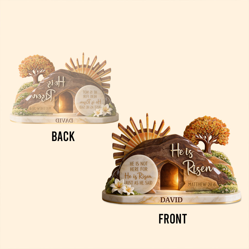 Er ist auferstanden – Personalisierte christliche Acrylplakette in individueller Form