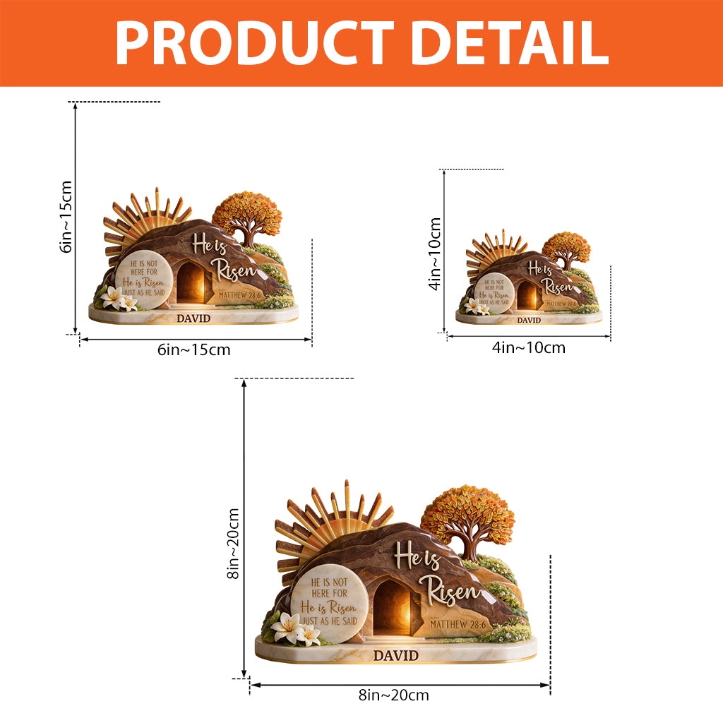 Er ist auferstanden – Personalisierte christliche Acrylplakette in individueller Form