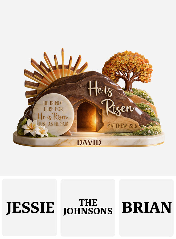 Er ist auferstanden – Personalisierte christliche Acrylplakette in individueller Form