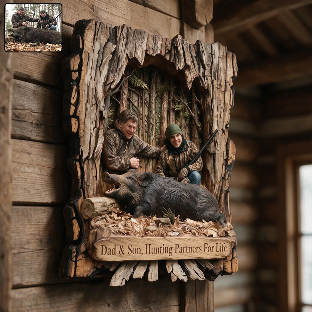 Tree Trunk Style Wall Decor - Personalized Hunting Custom Shaped Wood Sign