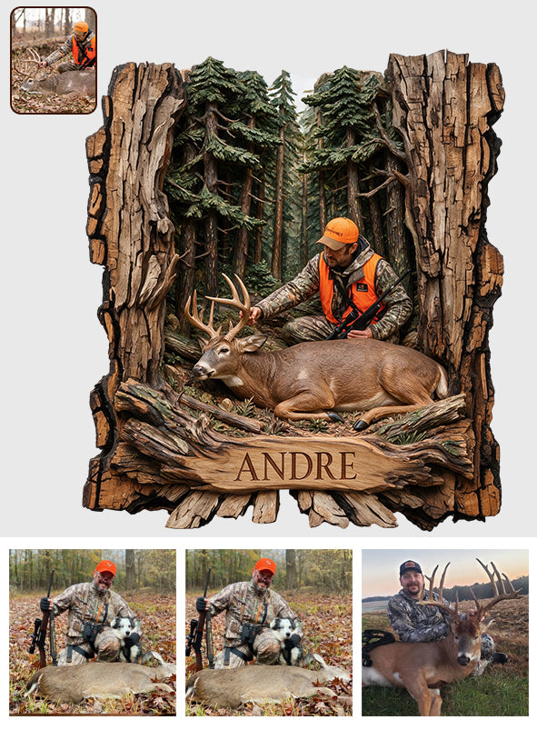 Tree Trunk Style Wall Decor - Personalized Hunting Custom Shaped Wood Sign