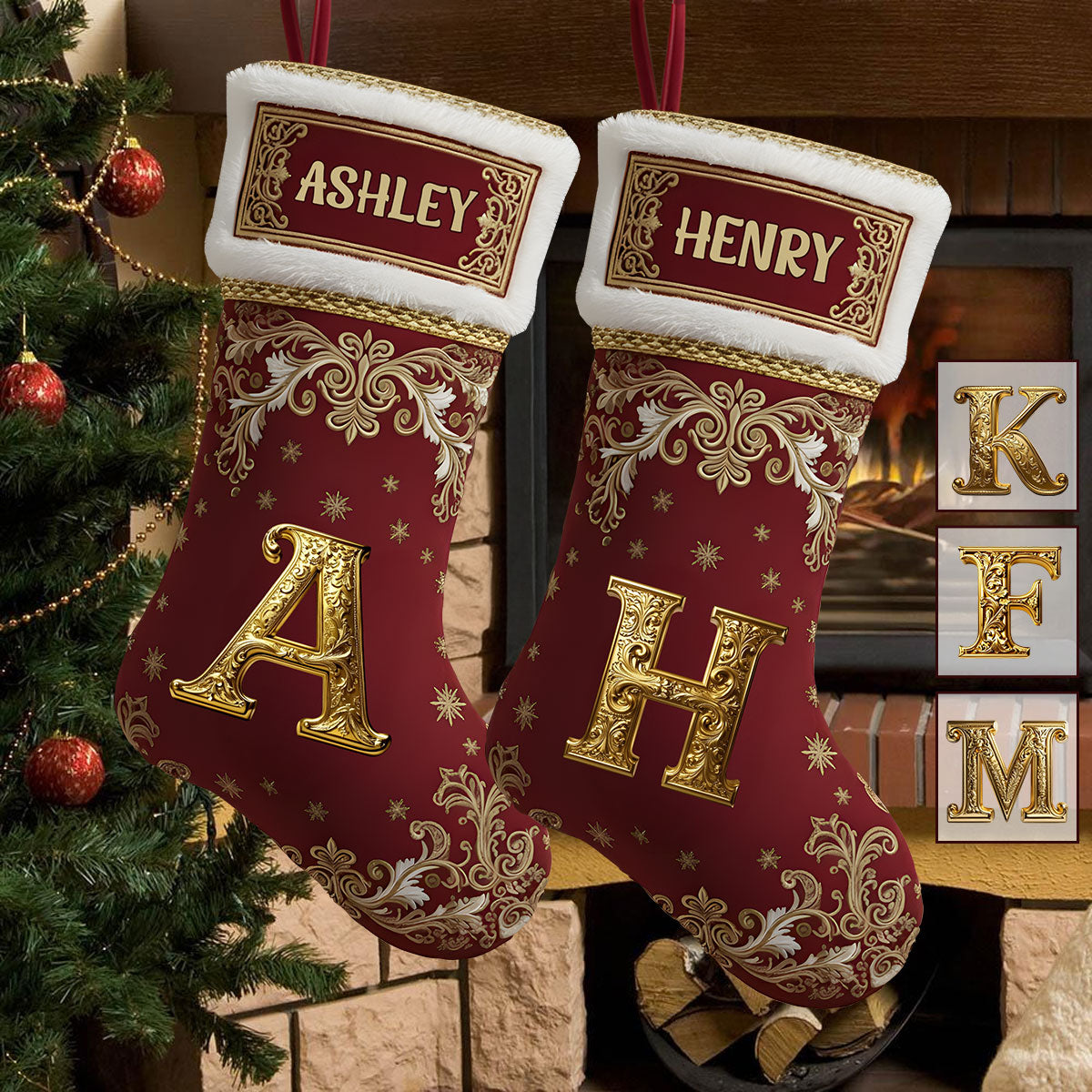 Name Initial Alphabet - Personalized Family Shaped Christmas Stocking
