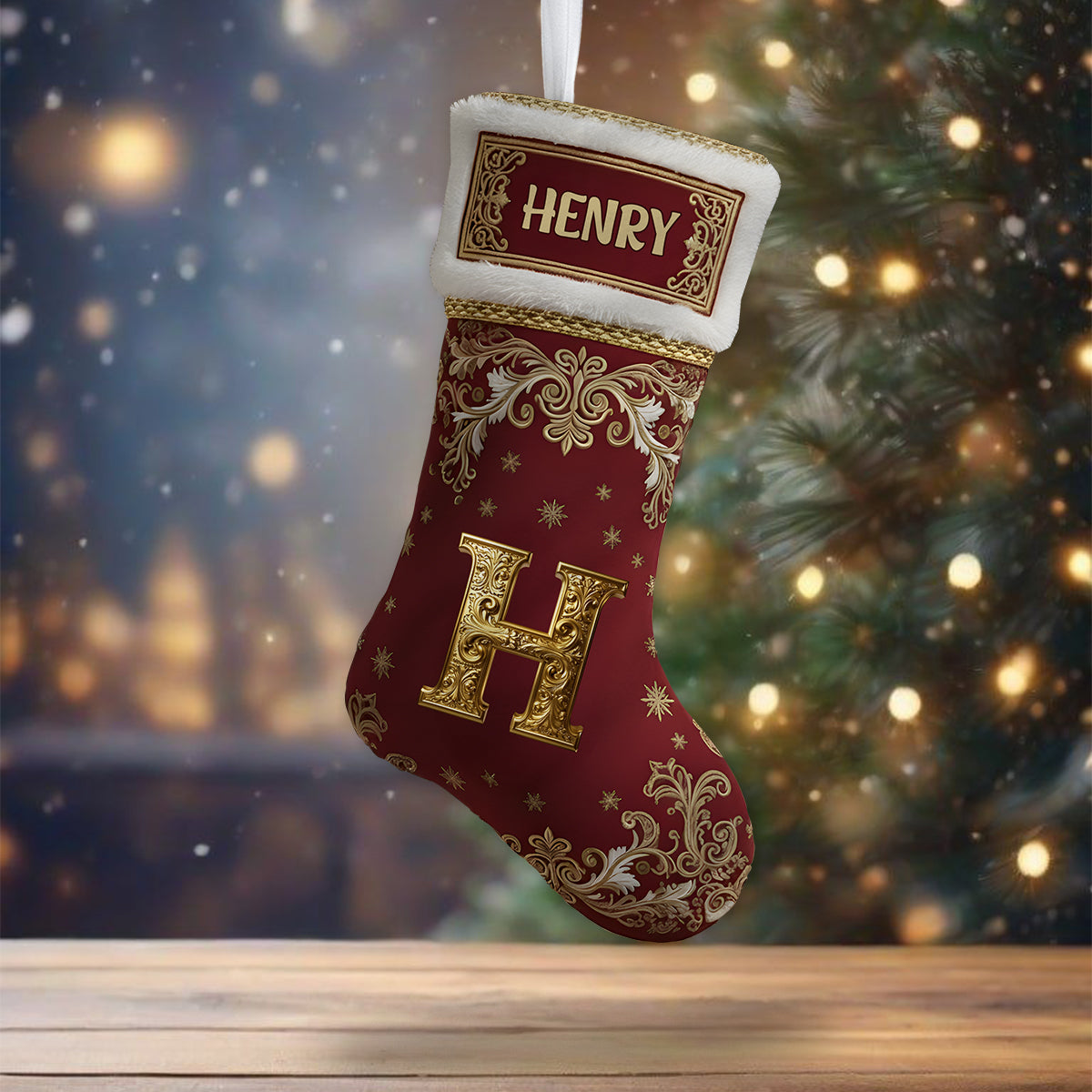 Name Initial Alphabet - Personalized Family Shaped Christmas Stocking