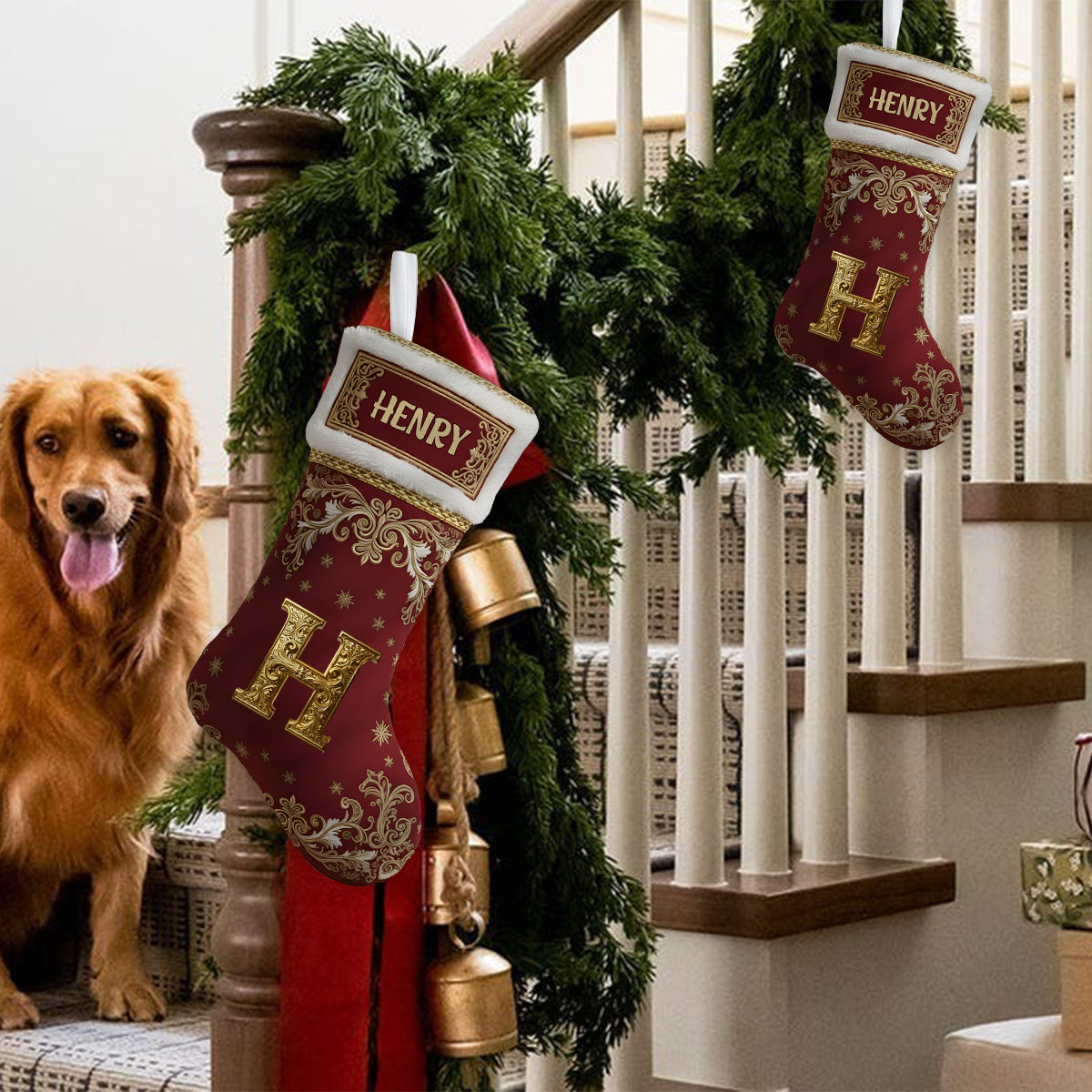 Name Initial Alphabet - Personalized Family Shaped Christmas Stocking
