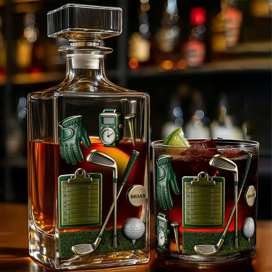 Golf is A Good Walk Spoiled - Personalized Golf Whiskey Decanter Set