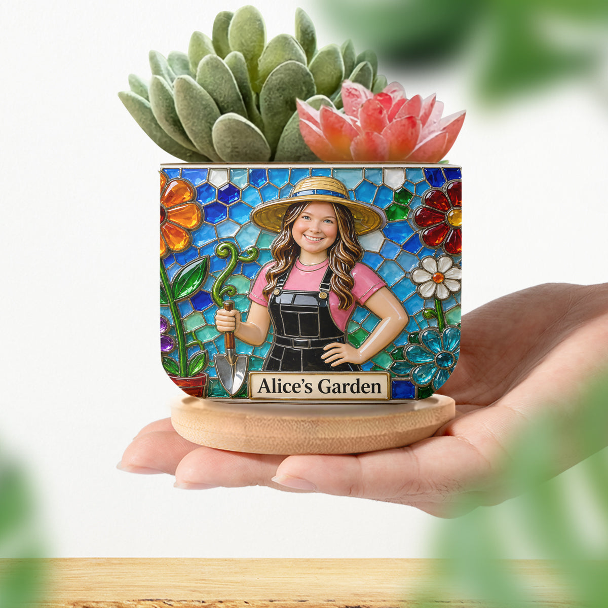 Personnalisez n'importe quelle photo - Fille qui aime le jardinage - Pot de fleurs en céramique personnalisé