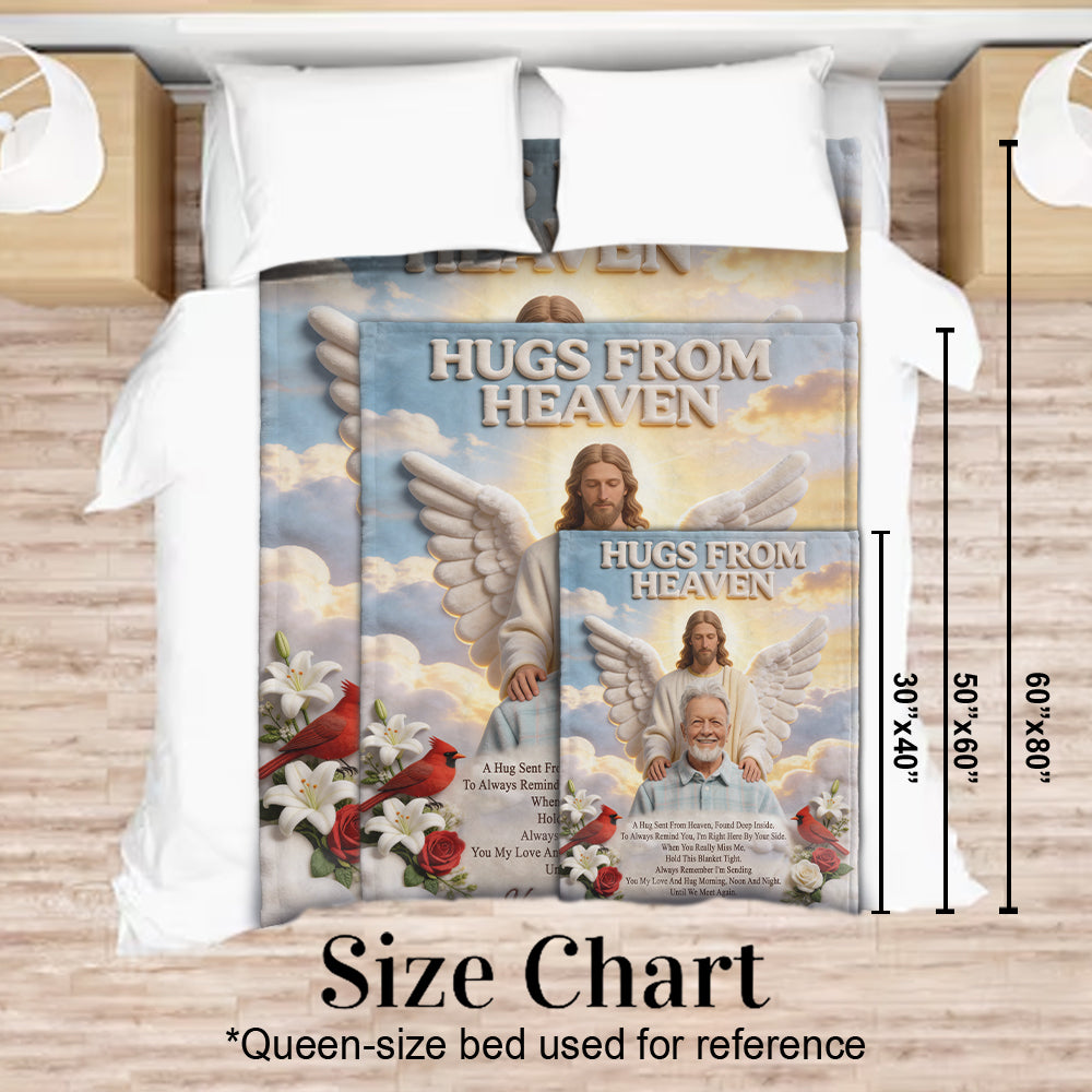Memorial Gift, Hugs From Heaven - Personalized Memorial Blanket