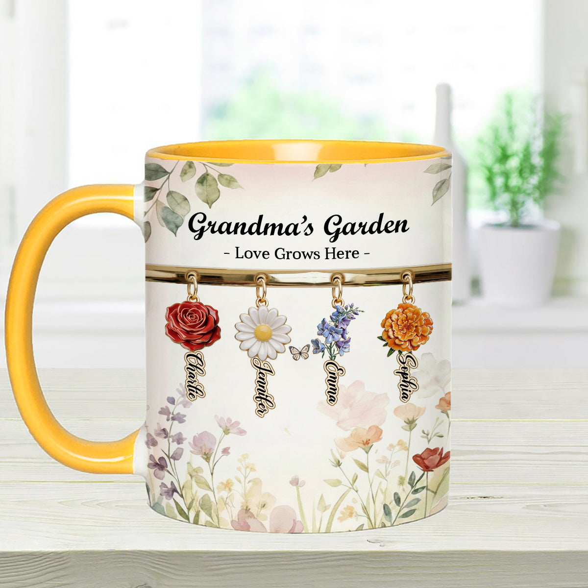 Love Grows Here - Personalized Grandma Set Accent Mug with Acrylic Stirrers