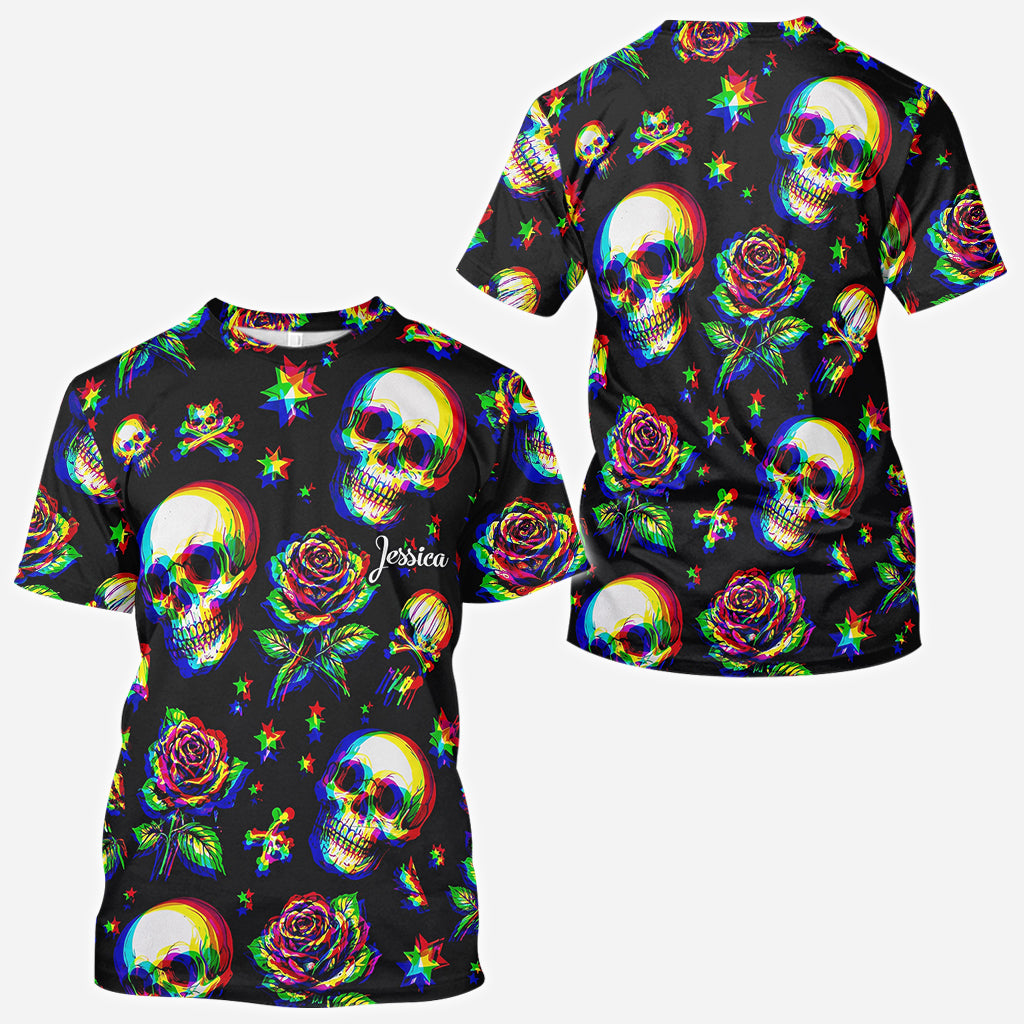 Skulls And Roses - Personalized Skull All Over Shirt