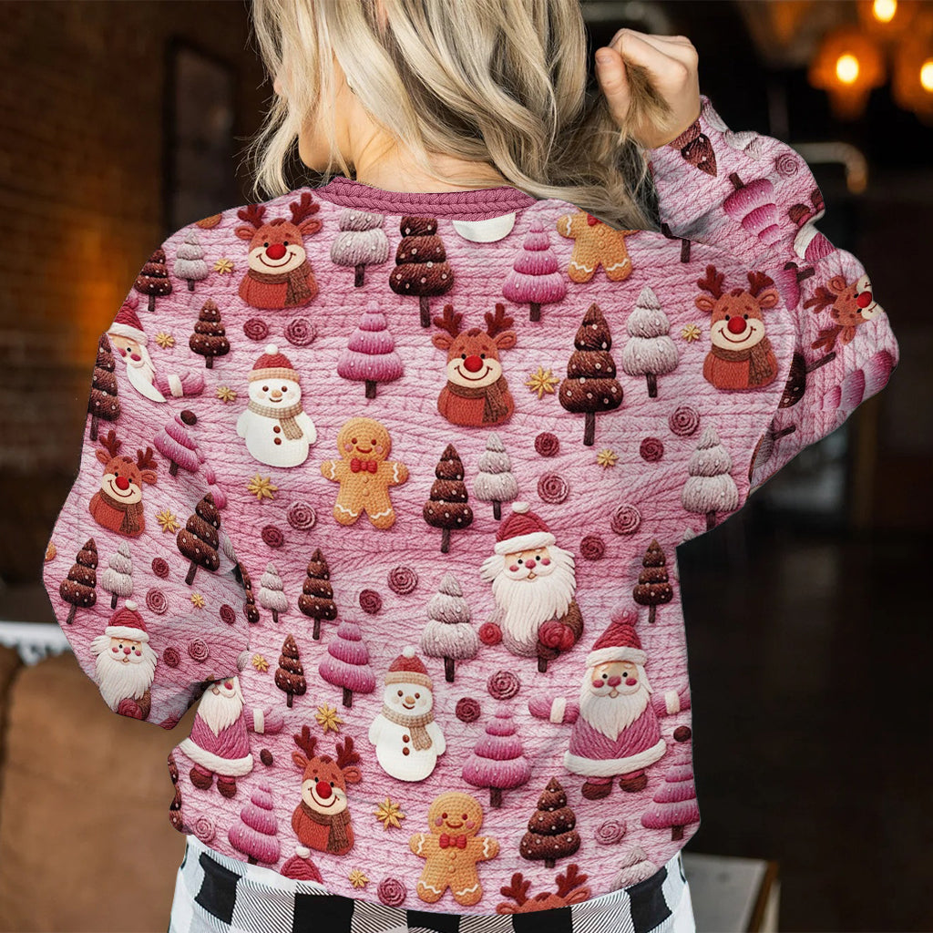 Fröhliche Weihnachten mit Weihnachtsmann-Cartoonfiguren – personalisierter Weihnachtspullover