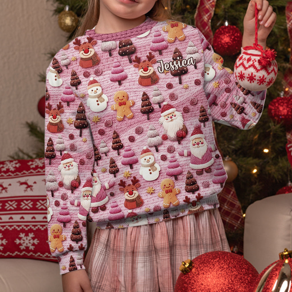 Fröhliche Weihnachten mit Weihnachtsmann-Cartoonfiguren – personalisierter Weihnachtspullover