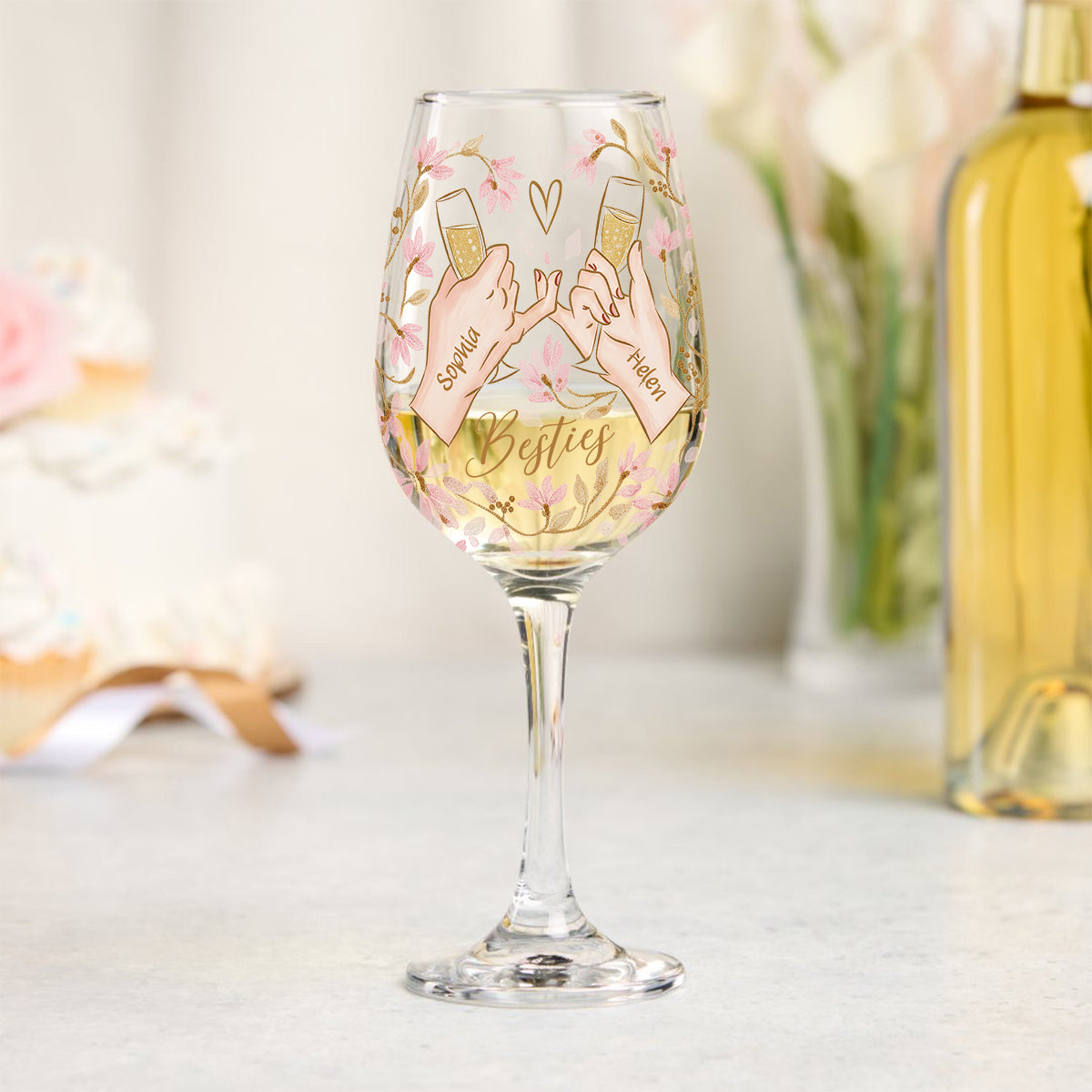 Besties Another Year Together - Personalized Bestie Wine Glass With Long Stem