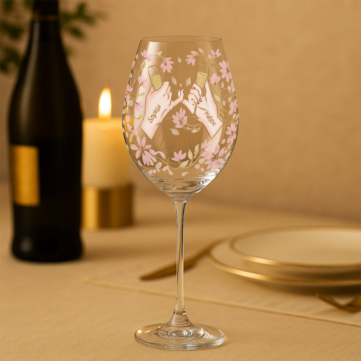 Besties Another Year Together - Personalized Bestie Wine Glass With Long Stem