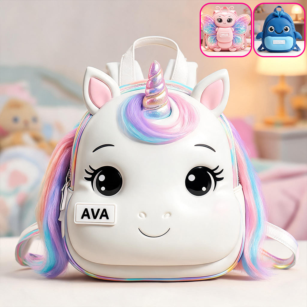 Cute Animal - Personalized Kid Changeable Leather Patch Backpack