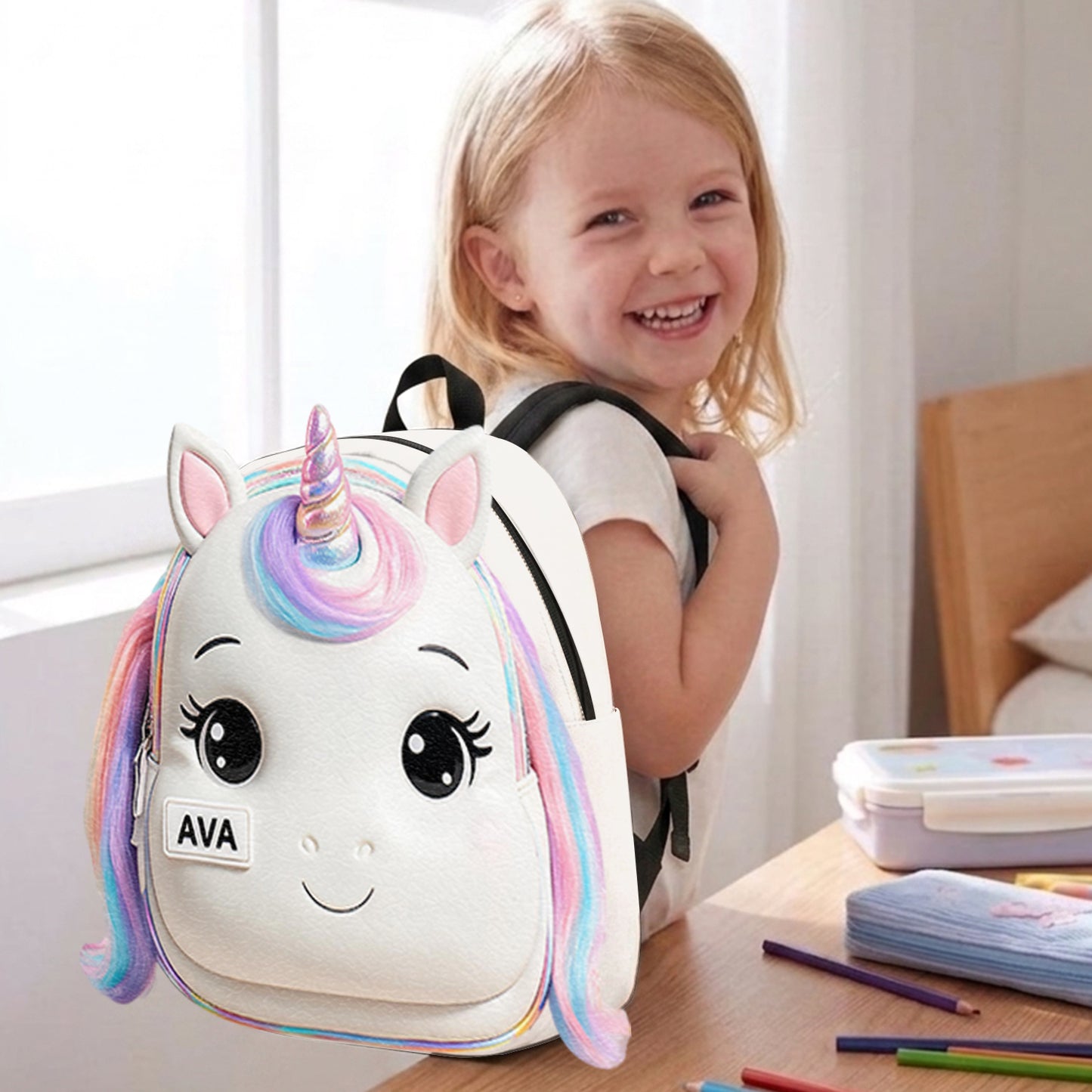 Cute Animal - Personalized Kid Changeable Leather Patch Backpack