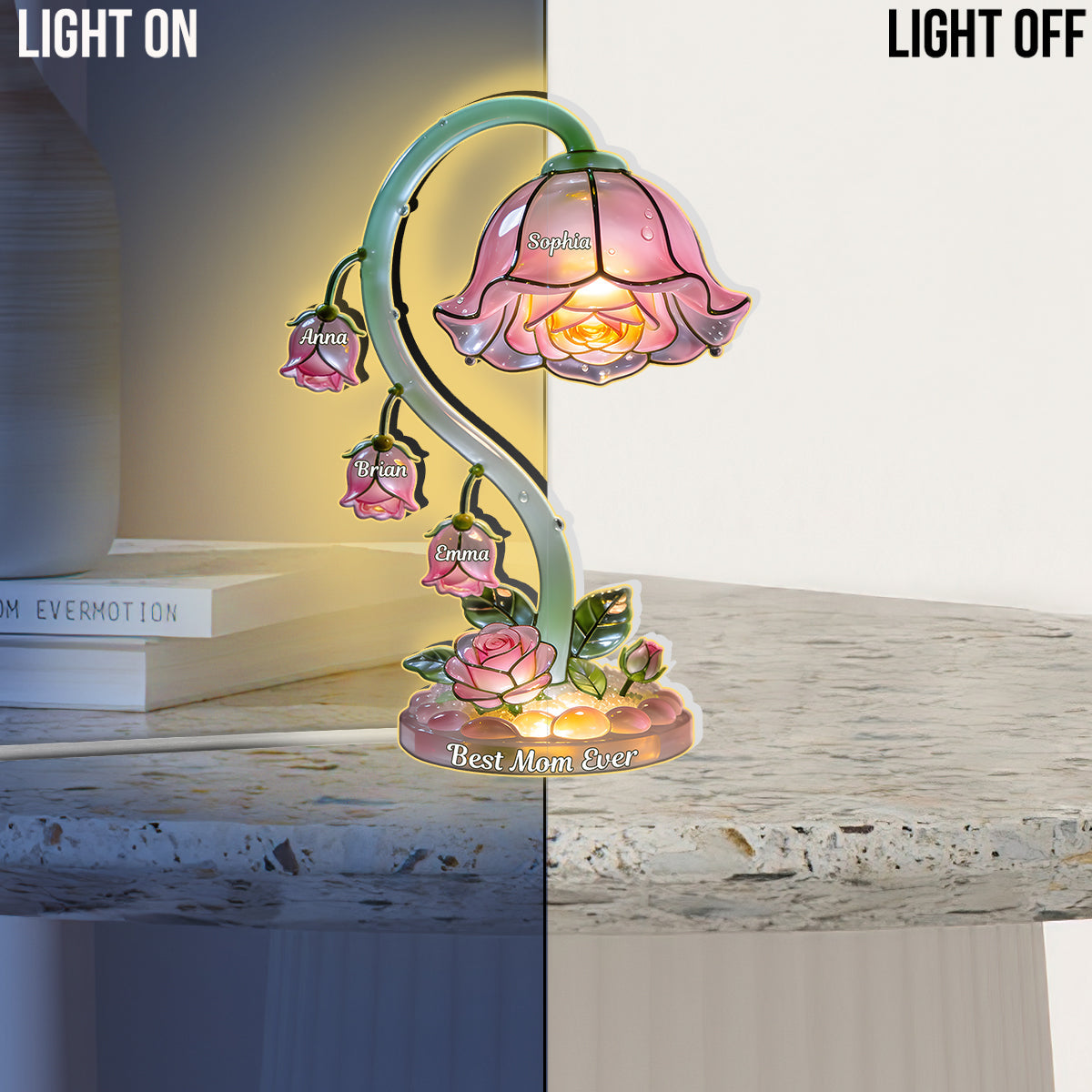 Beautiful Garden Gift For Mom, Grandma - Personalized Mother Acrylic LED Night Light