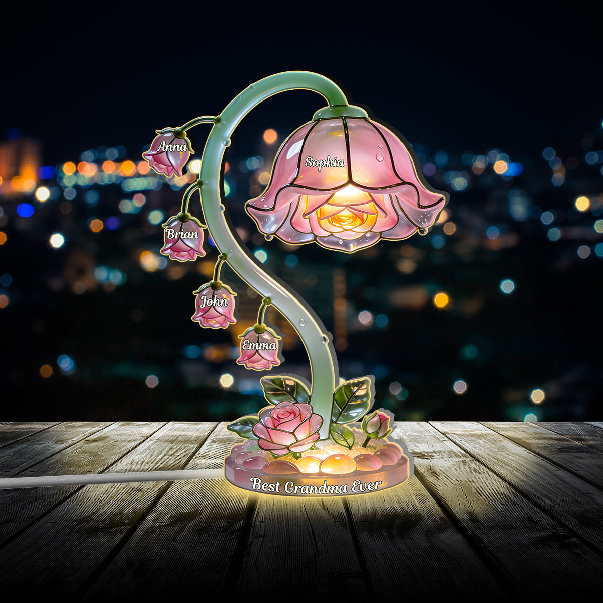 Beautiful Garden Gift For Mom, Grandma - Personalized Mother Acrylic LED Night Light