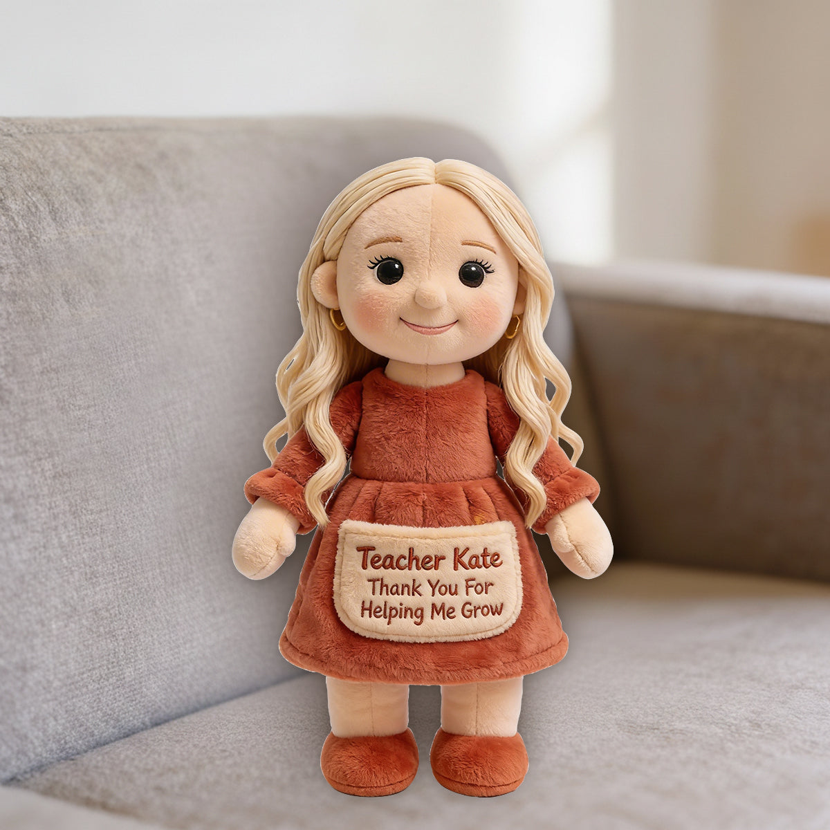 Thanks For Helping Me Grow - Personalized Teacher Premium Faux Fur Pillow