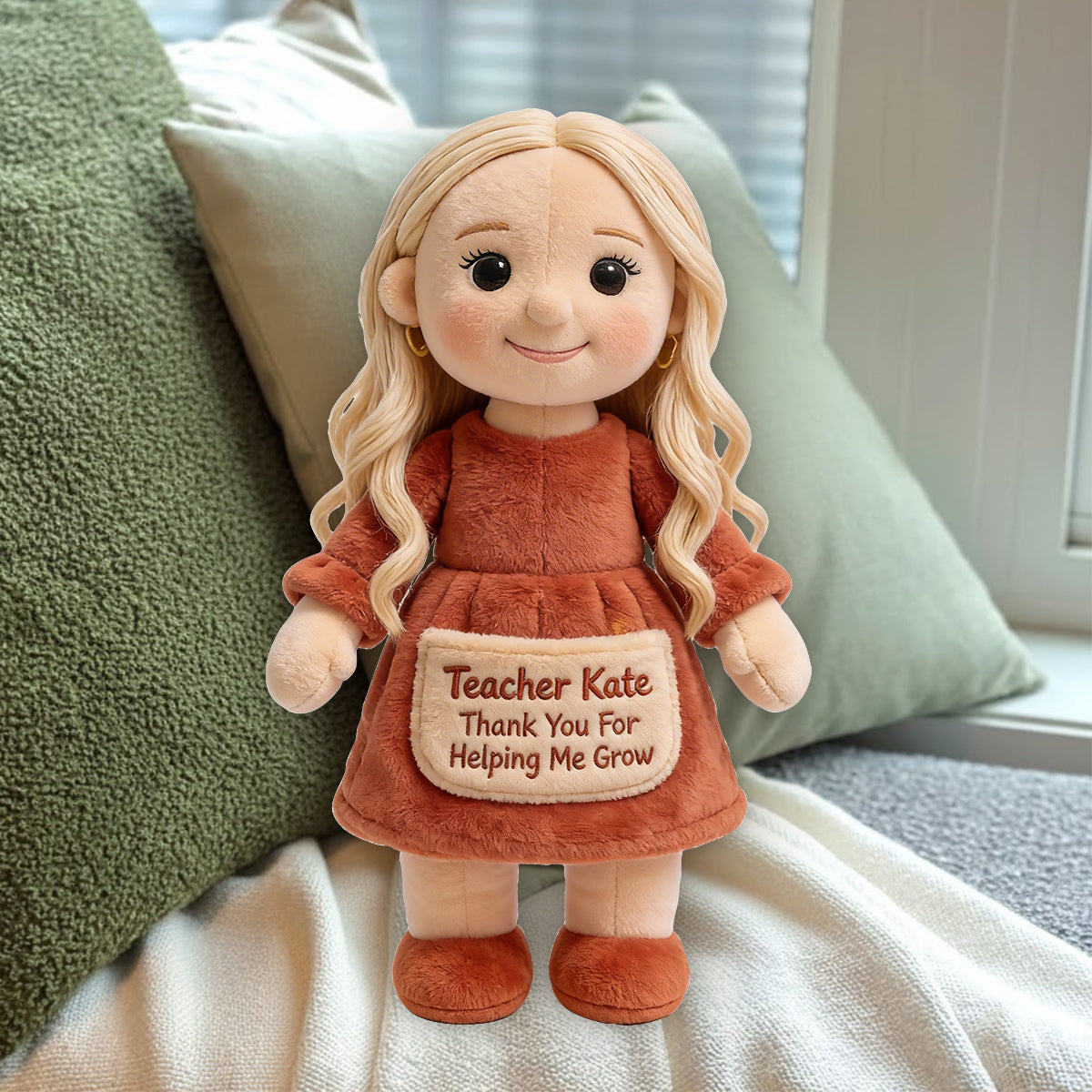 Thanks For Helping Me Grow - Personalized Teacher Premium Faux Fur Pillow