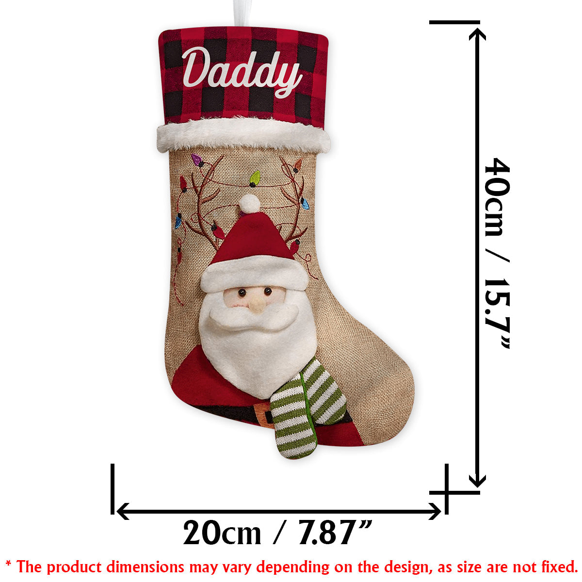 Holiday Vibes Santa Reindeer Elf Bear Snowman - Personalized Family Shaped Christmas Stocking