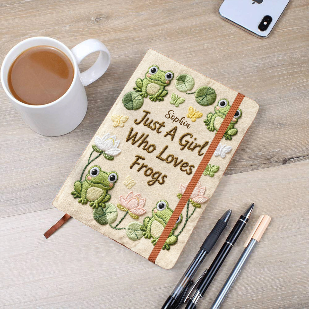 Just A Girl Who Love Frogs - Personalized Frog Leather Journal
