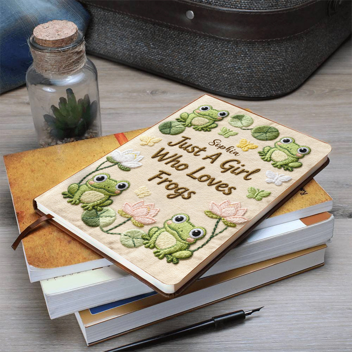 Just A Girl Who Love Frogs - Personalized Frog Leather Journal