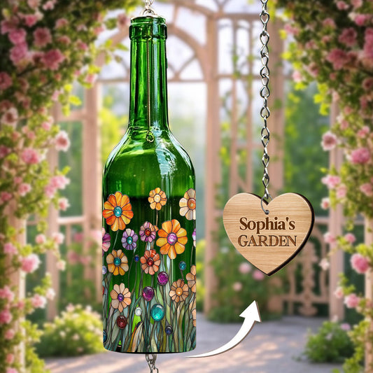 My Beautiful Garden - Personalized Gardening Wine Bottle Wind Chime