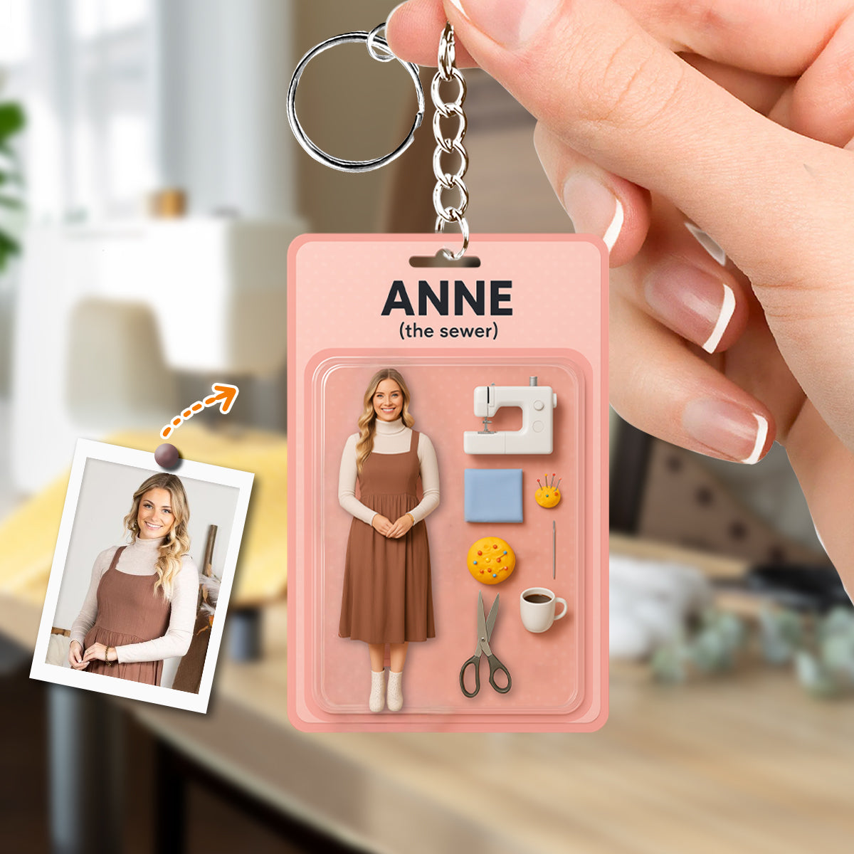 Custom Figure From Photo - Personalized Sewing Keychain