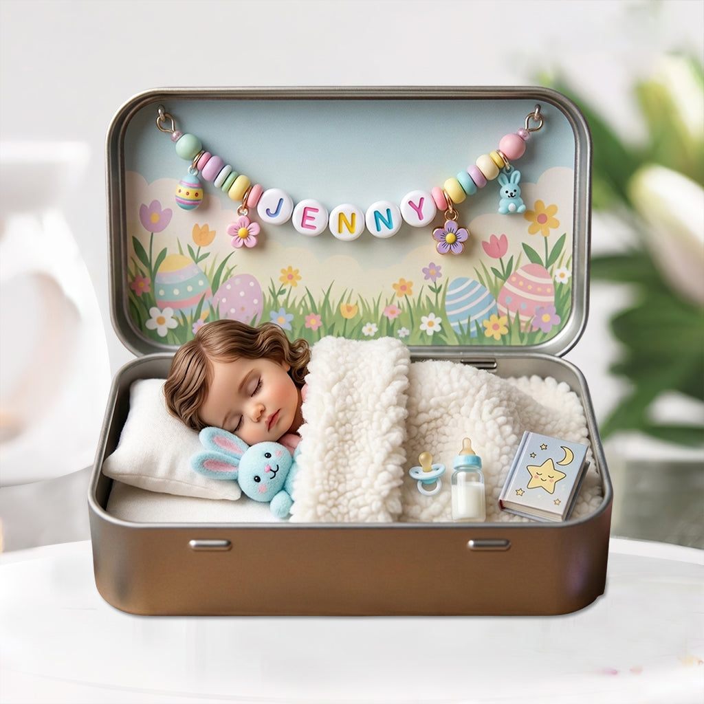 Sleeping Easter Spring Theme - Personalized Kid Custom Shaped Acrylic Plaque