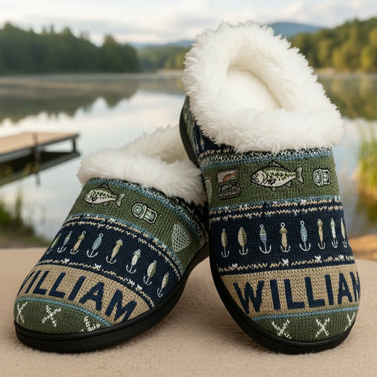 Hooked on Fishing - Personalized Fishing Slippers