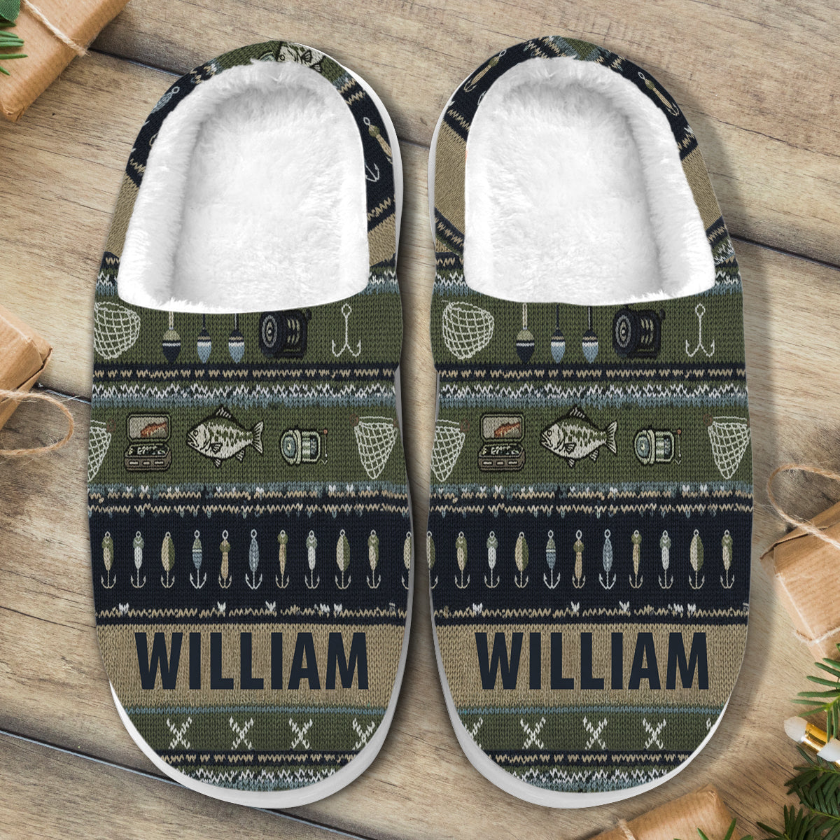 Hooked on Fishing - Personalized Fishing Slippers