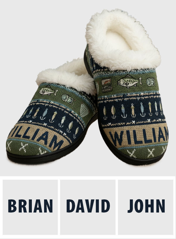 Hooked on Fishing - Personalized Fishing Slippers