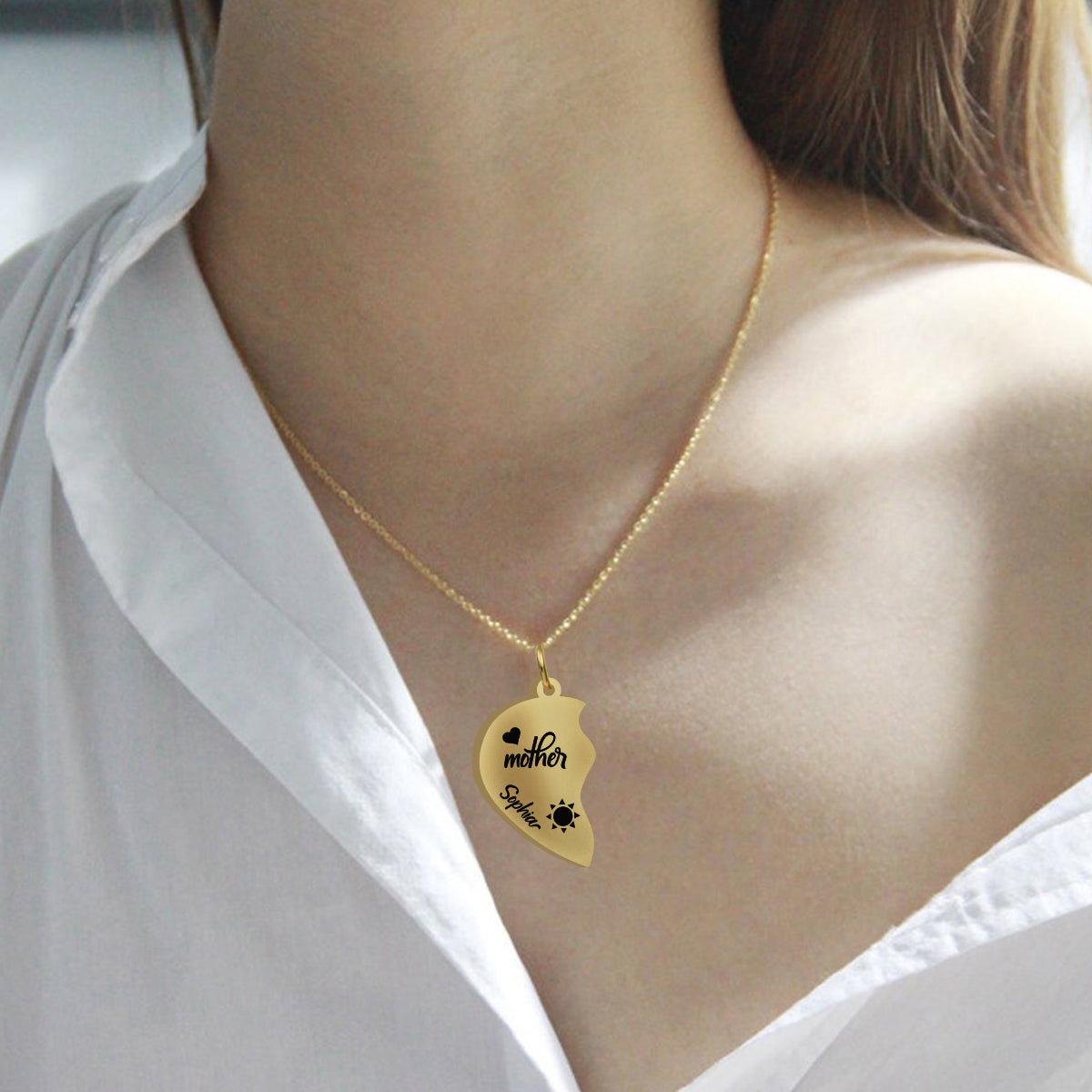 I Love You - Personalized Mother Matching Pendant Necklace