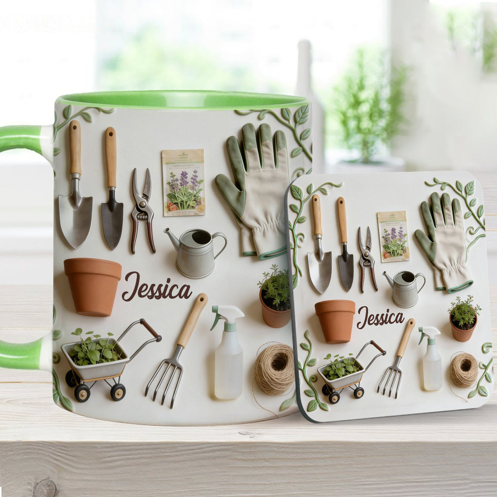 Love Gardening - Personalized Gardening Accent Mug & Coaster