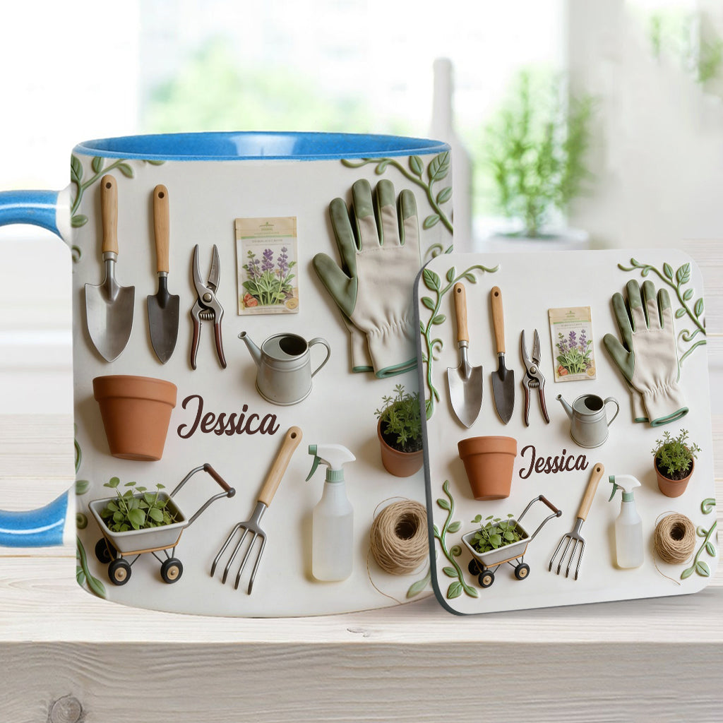 Love Gardening - Personalized Gardening Accent Mug & Coaster