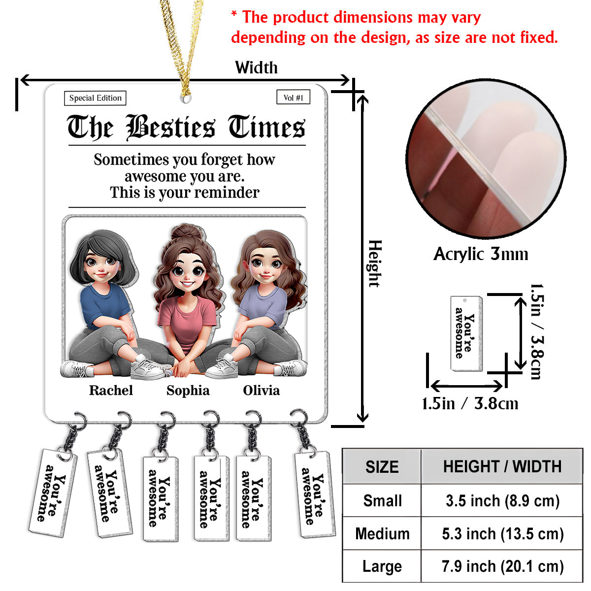 Tear-off Tabs Flyer - Personalized Bestie Ornament With Charm