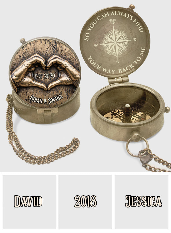 You Can Always Find Your Way Back To Me - Personalized Couple Compass