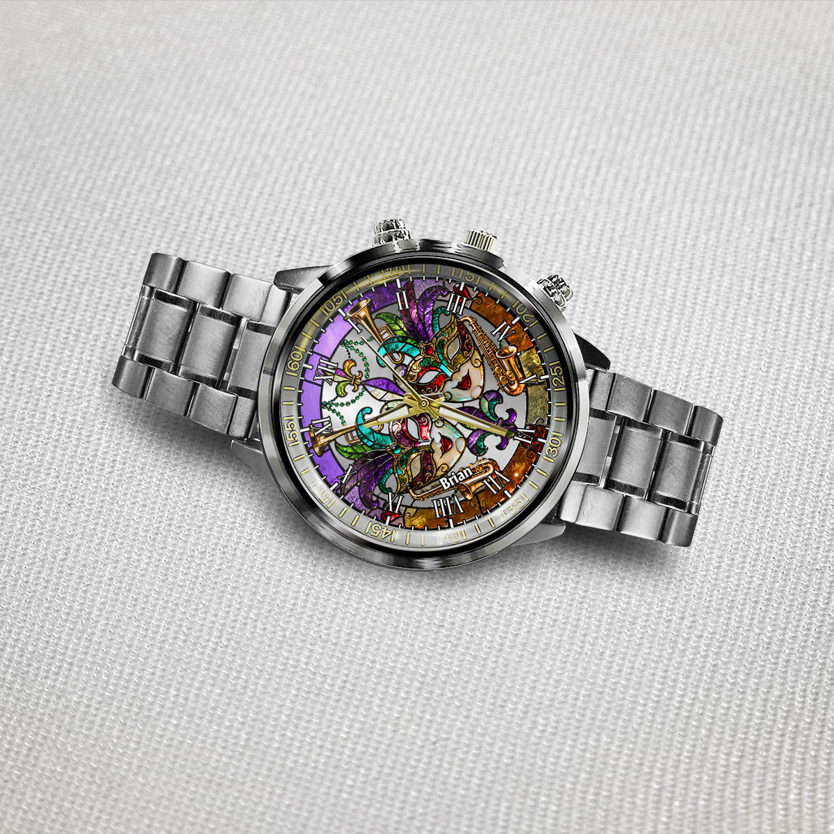 Mardi Gras Mask - Personalized Mardi Gras Hand Watch