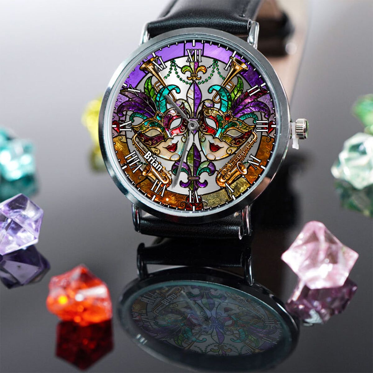 Mardi Gras Mask - Personalized Mardi Gras Hand Watch